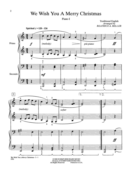 We Wish You a Merry Christmas - Piano Quartet (2 Pianos, 8 Hands)