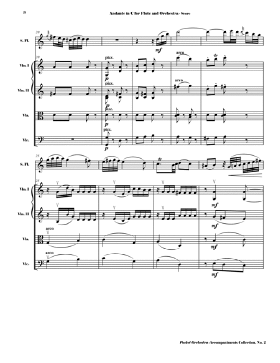 Mozart - Andante in C, K. 315 - For Flute and Orchestra (Accompaniment Reduction for String Quartet) Small Ensemble scores gallery preview page 4