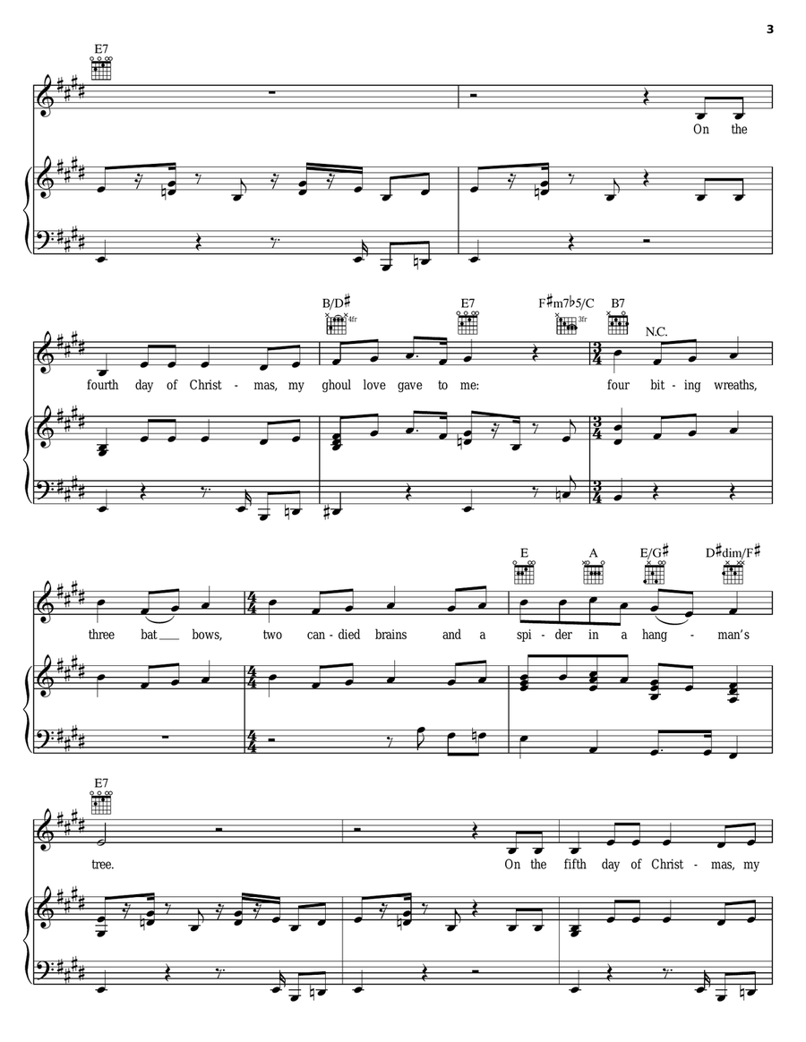The 13 Days Of Christmas The 13 Days Of Christmas Piano, Vocal, Guitar scores gallery preview page 3