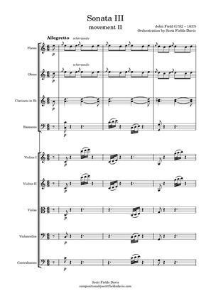 Book cover for John Field, sonata III (Movement II) orchestrated by Scott Fields Davis