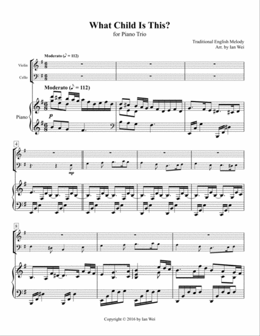 What Child Is This? for Piano Trio Piano Trio scores gallery preview page 1