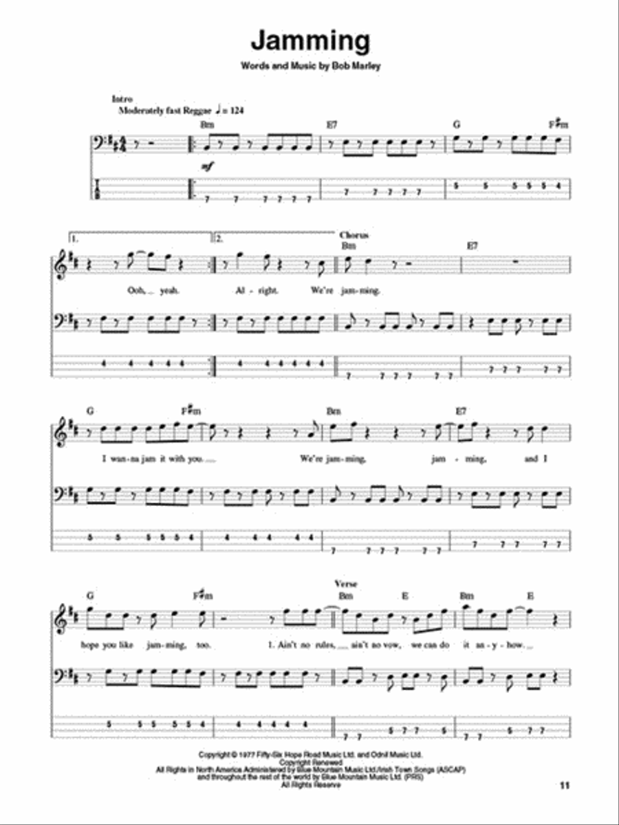 Bob Marley Bob Marley Bass Guitar Tablature scores gallery preview page 4