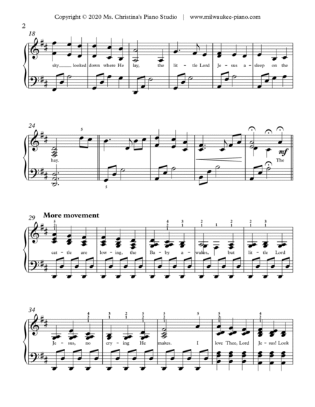 Away in a Manger - Intermediate Piano Solo image number null