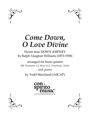 Book cover for Come Down, O Love Divine — brass quintet, piano