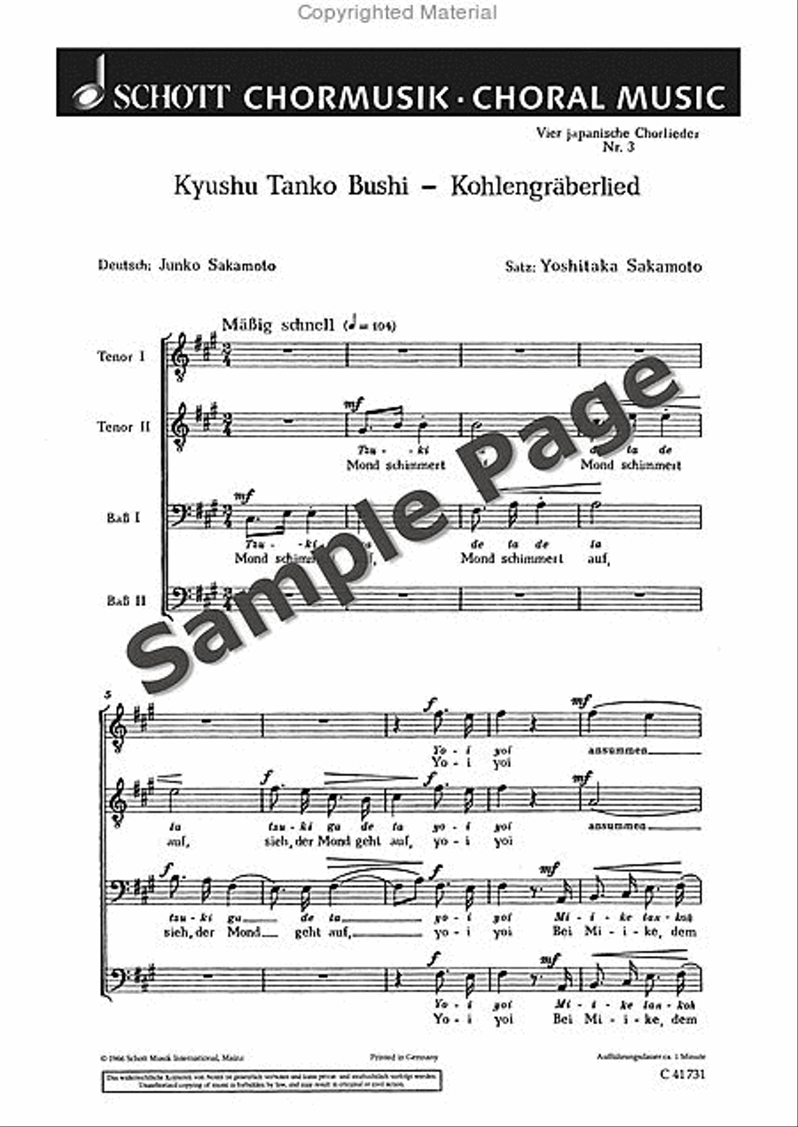 Sakamoto Y Kohlengraeberlied (ep) TTBB scores gallery preview page 2