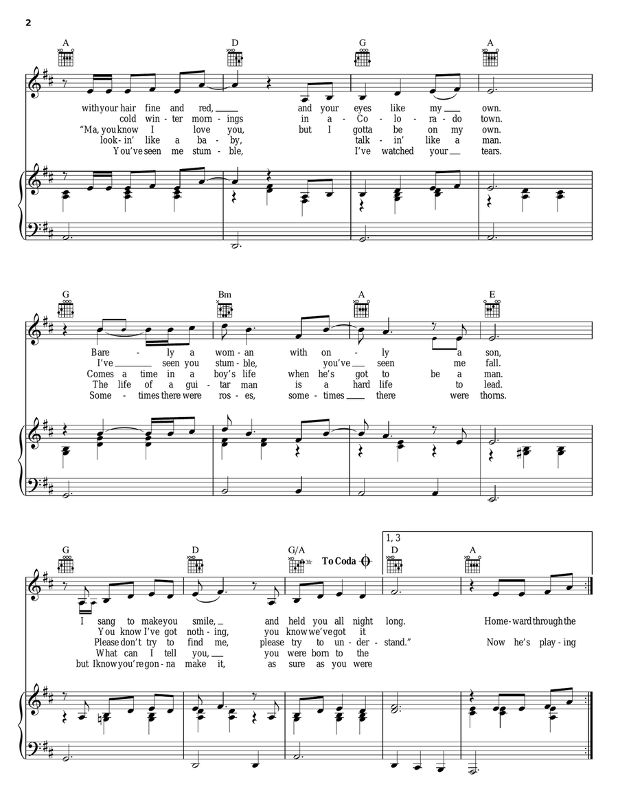 Born To The Breed Piano, Vocal, Guitar scores gallery preview page 2