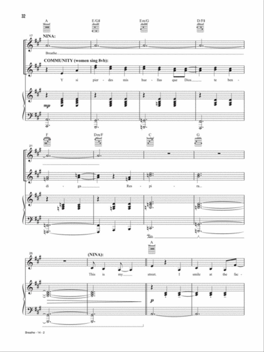 Breathe (Music from the Original Motion Picture Soundtrack, In The Heights) Piano, Vocal, Guitar scores gallery preview page 2