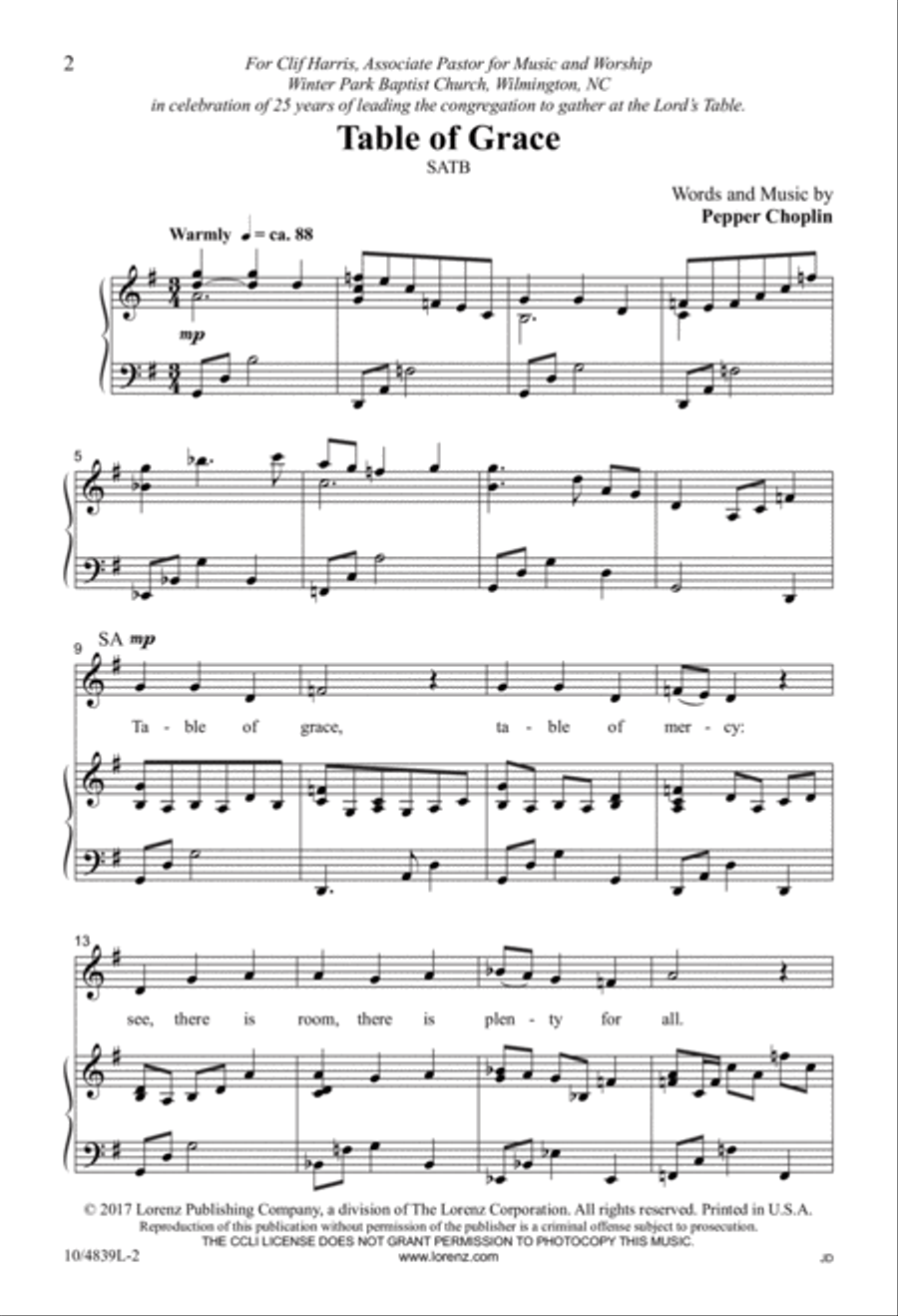 Table of Grace 4-Part scores gallery preview page 2
