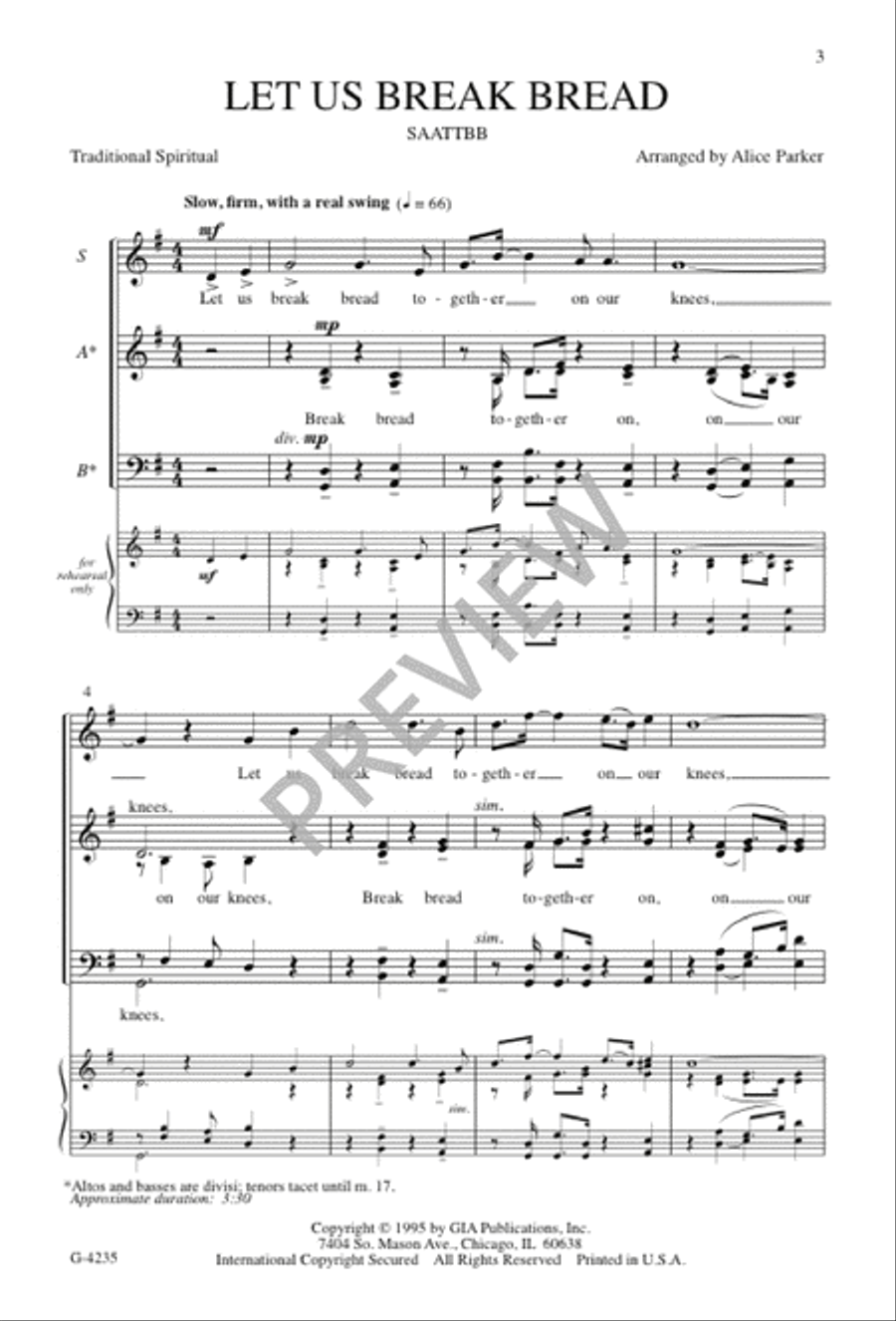 Let Us Break Bread Choir scores gallery preview page 1