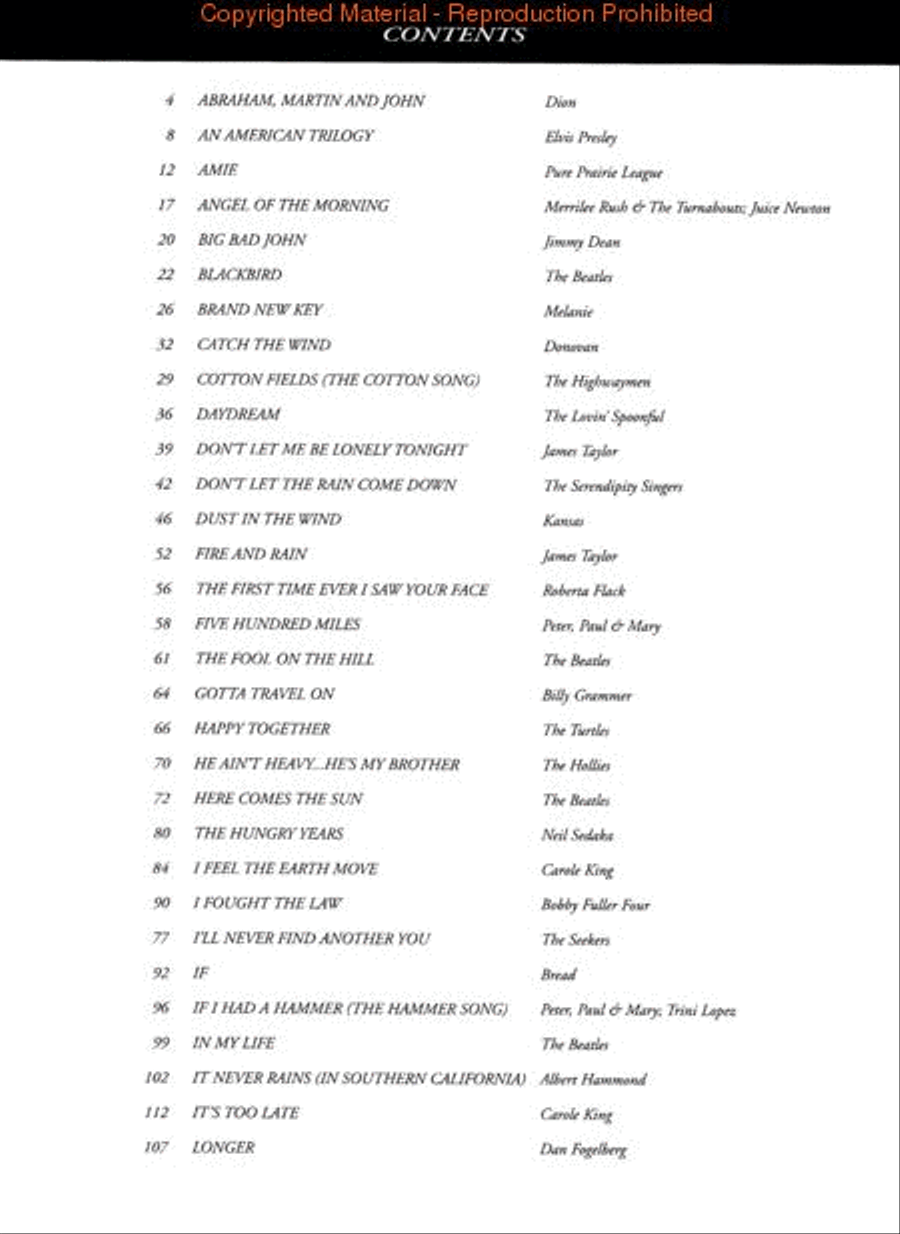 Classic Coffeehouse Hits Piano, Vocal, Guitar scores gallery preview page 2