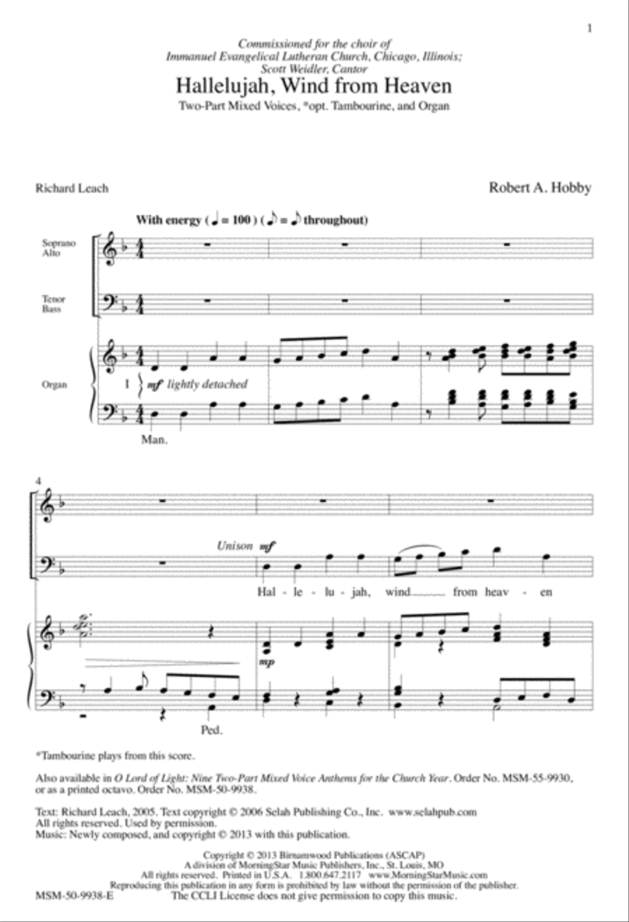 Hallelujah, Wind from Heaven 2-Part scores gallery preview page 2