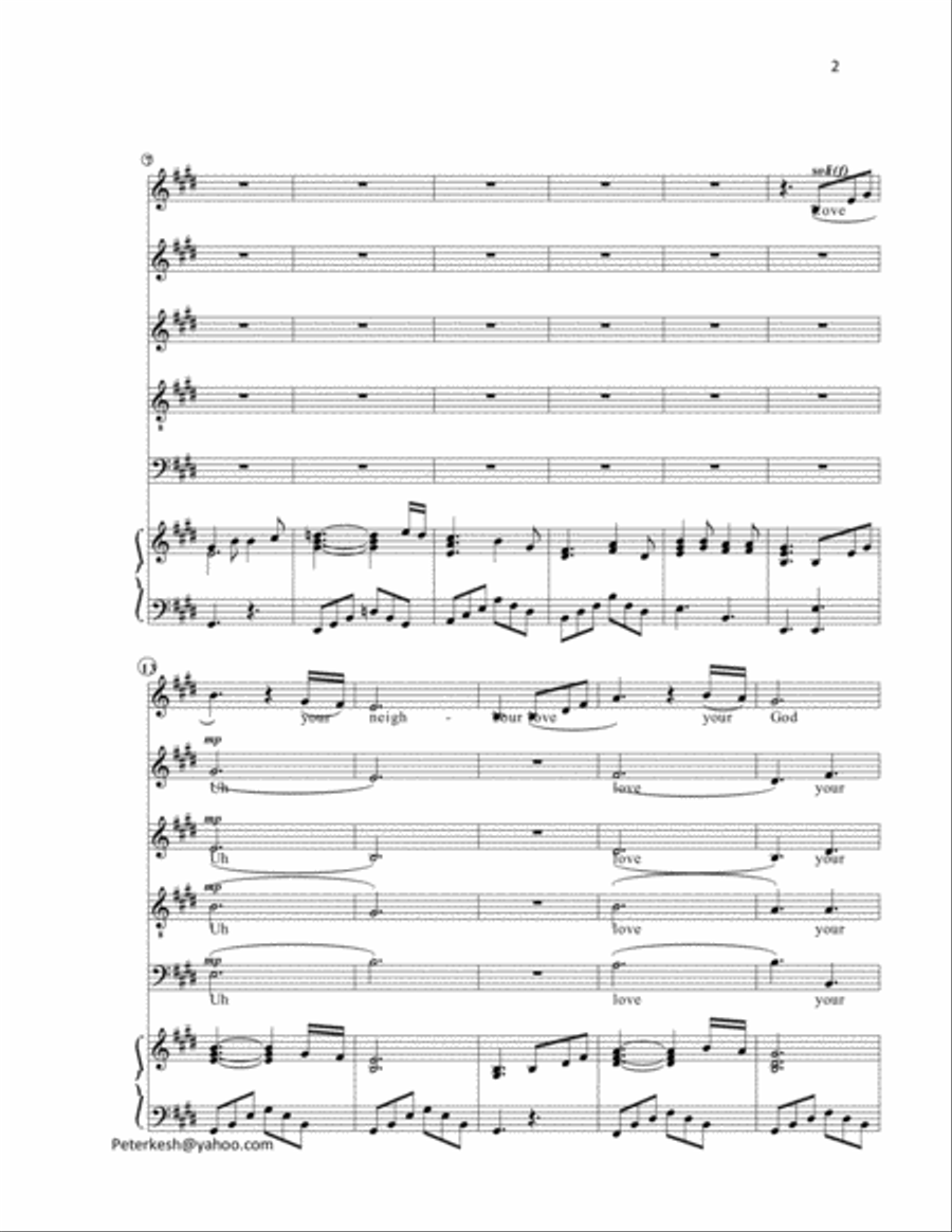 The Heart of Everything is an SATB composition emphasizing on the importance of love to your God and 4-Part scores gallery preview page 2