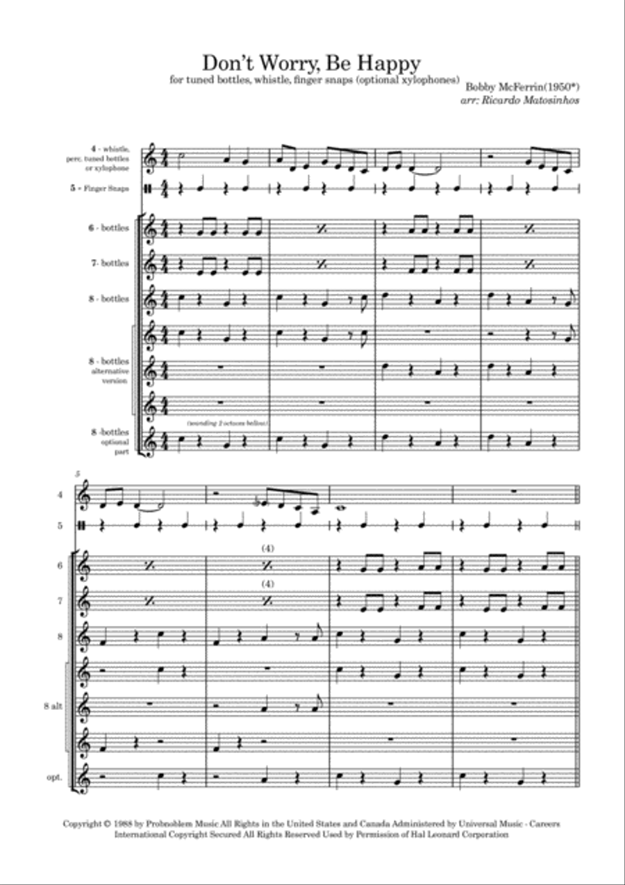 Don't Worry, Be Happy Percussion Ensemble scores gallery preview page 3