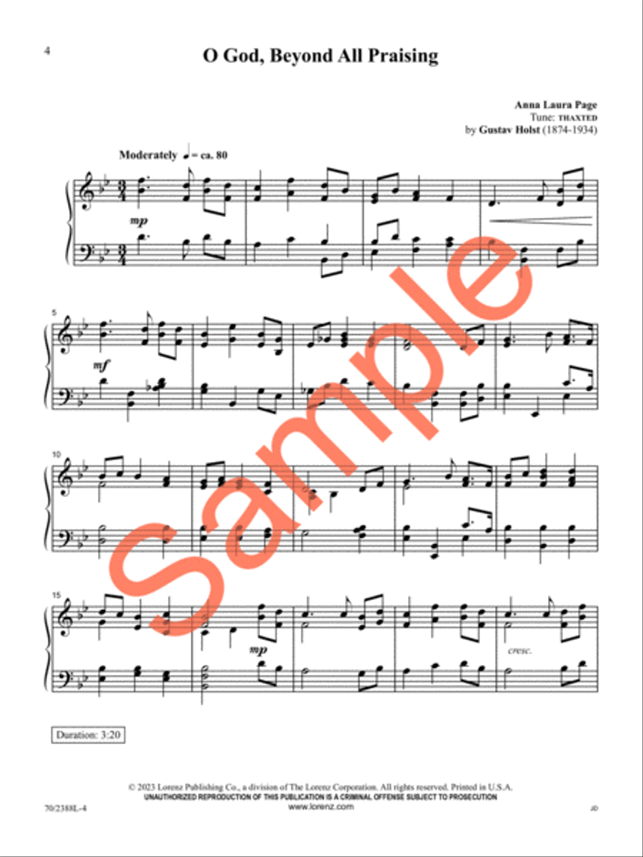 O God, Beyond All Praising Piano Solo scores gallery preview page 5