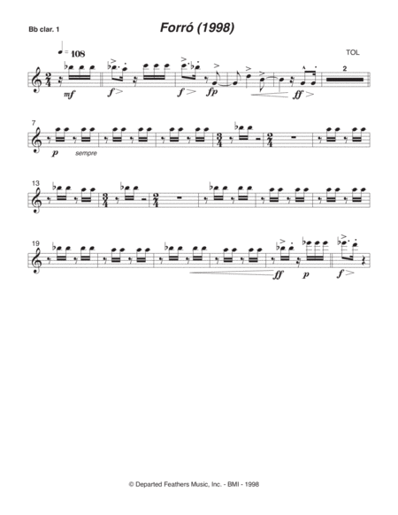 Forró (1998) clarinet 1 part