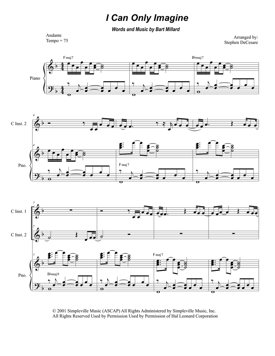 I Can Only Imagine Flute scores gallery preview page 1