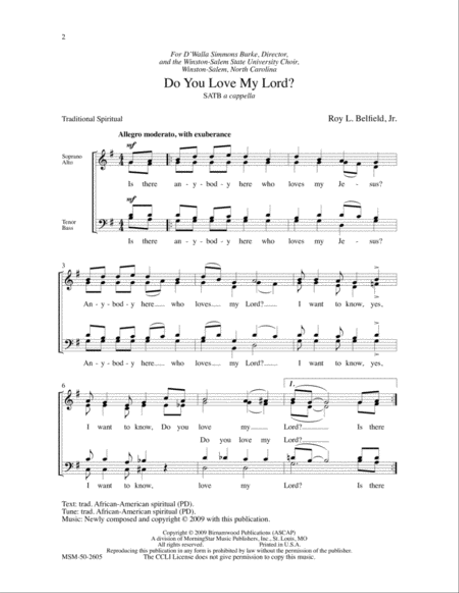 Do You Love My Lord? Do You Love My Lord? 4-Part scores gallery preview page 2