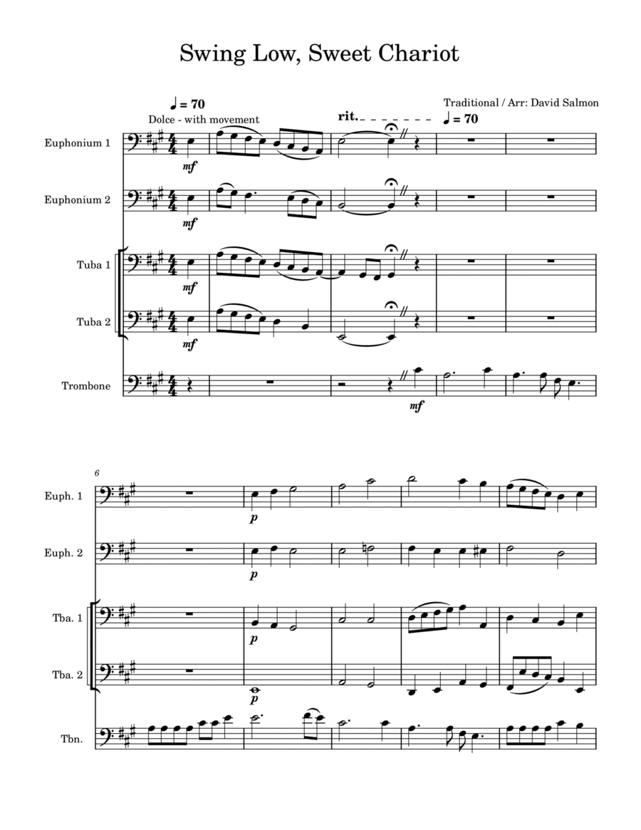 Swing Low, Sweet Chariot Euphonium scores gallery preview page 1