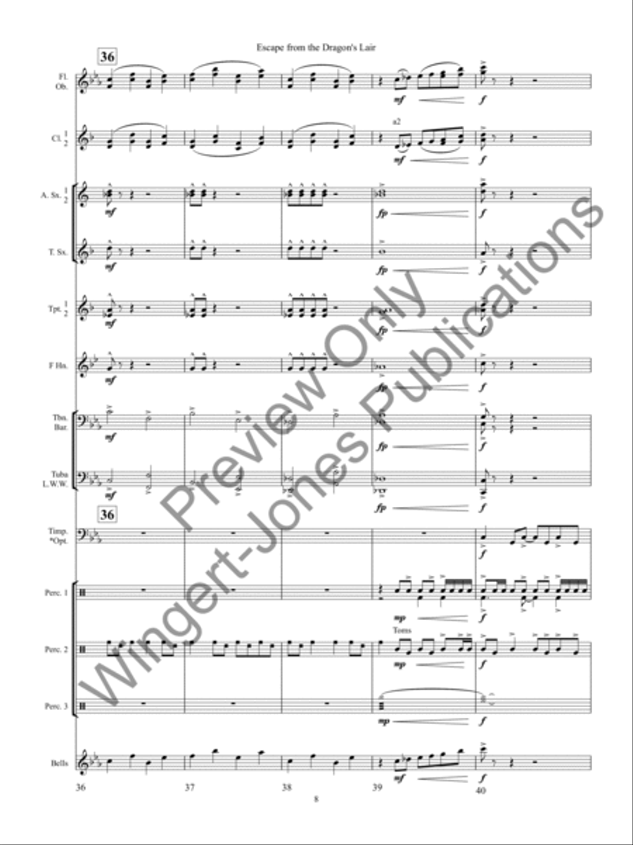 Escape from the Dragons Lair Concert Band scores gallery preview page 12