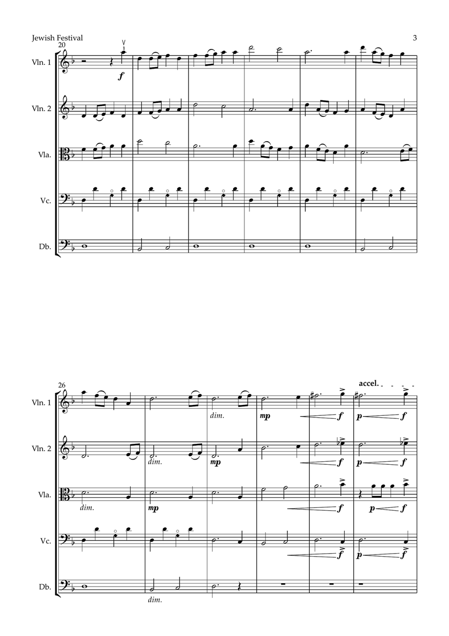 Jewish Festival (for String Orchestra/Quintet) String Orchestra scores gallery preview page 3