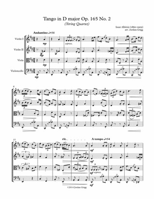 Book cover for Tango in D major (String Quartet), Op.165 No.2