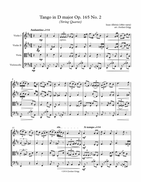 Tango in D major (String Quartet), Op.165 No.2 image number null