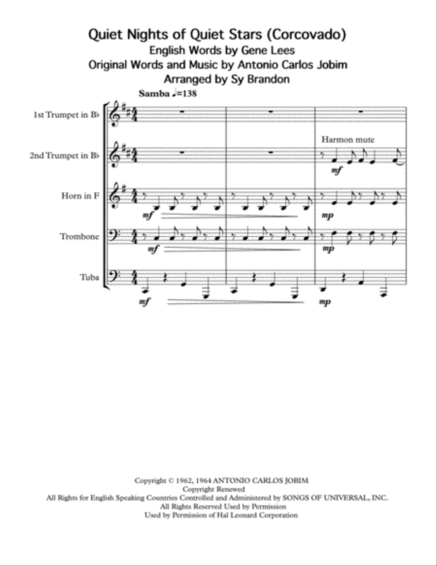 Quiet Nights Of Quiet Stars (Corcovado) School and Community scores gallery preview page 1
