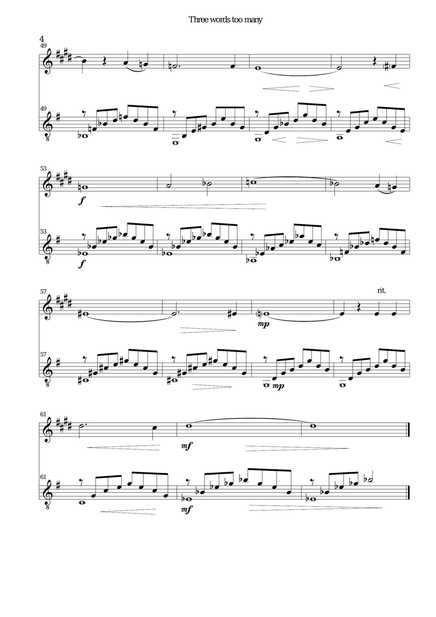 Three words too many for alto saxophone and guitar Alto Saxophone scores gallery preview page 4