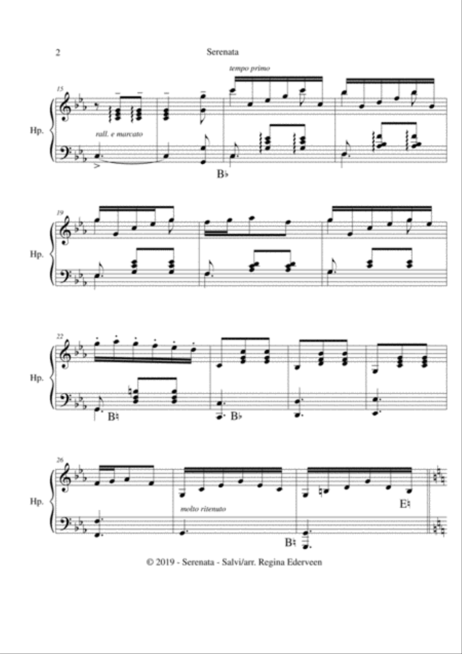 Serenata (Salvi)- pedal harp solo Pedal Harp scores gallery preview page 2