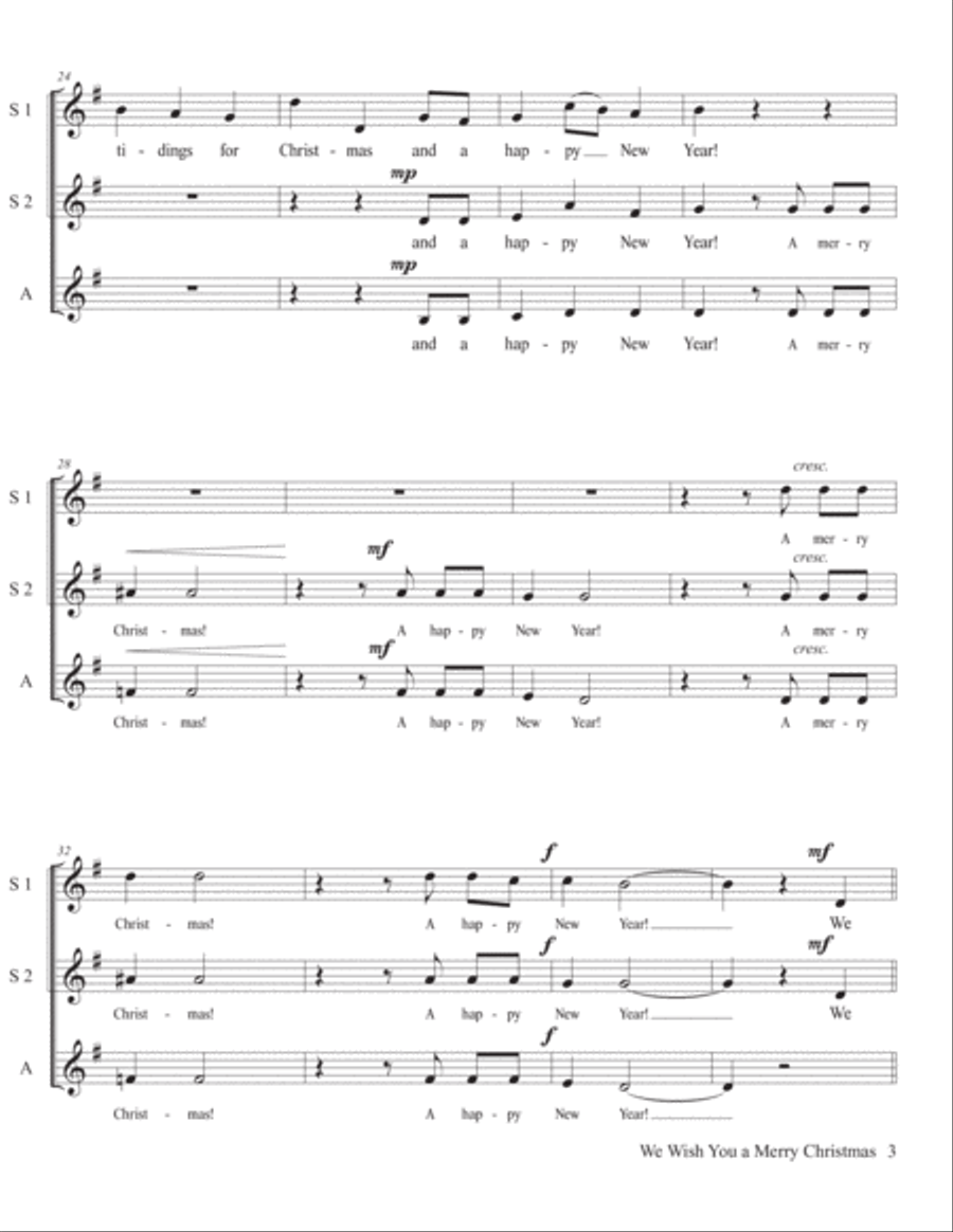 We Wish You a Merry Christmas - SSA A Cappella SSA scores gallery preview page 4