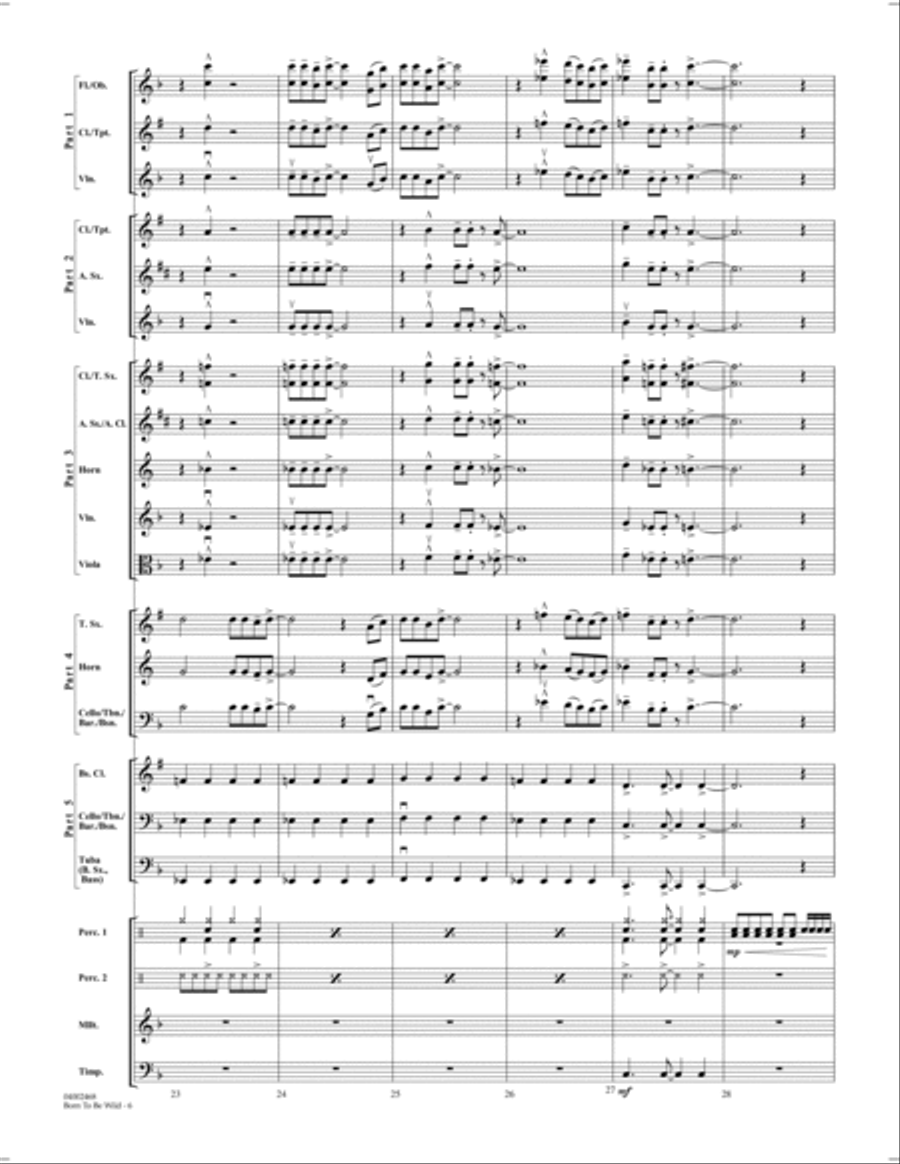 Born to Be Wild - Conductor Score (Full Score) Concert Band scores gallery preview page 6