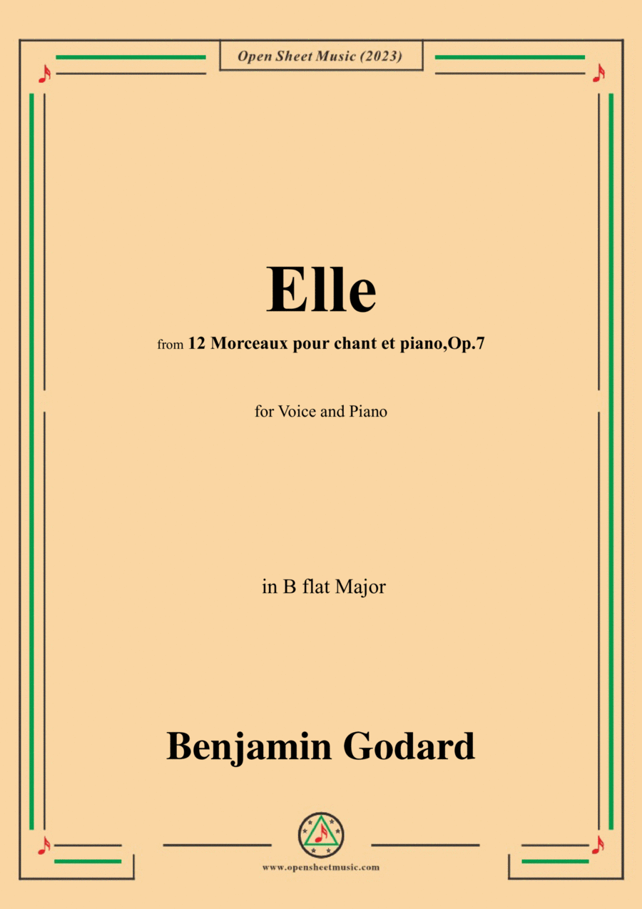 B. Godard-Elle,Op.7 No.10,from '12 Morceaux pour chant et piano,Op.7',in B flat Major Voice scores gallery preview page 1