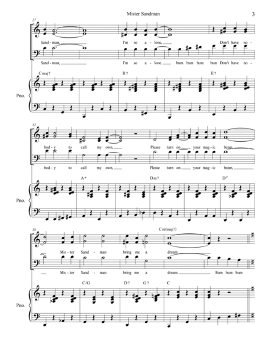 Mister Sandman 3-Part scores gallery preview page 3