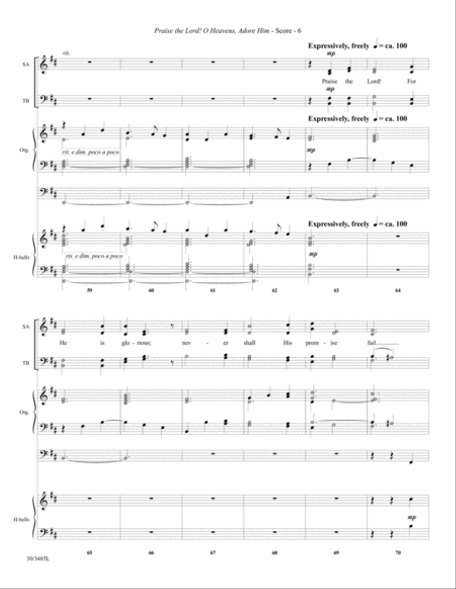 Praise the Lord! O Heavens, Adore Him - Reproducible Handbell Part 5-Octaves scores gallery preview page 8