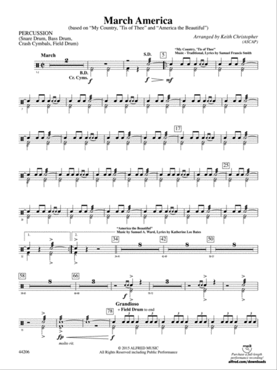 March America: 1st Percussion Concert Band scores gallery preview page 1