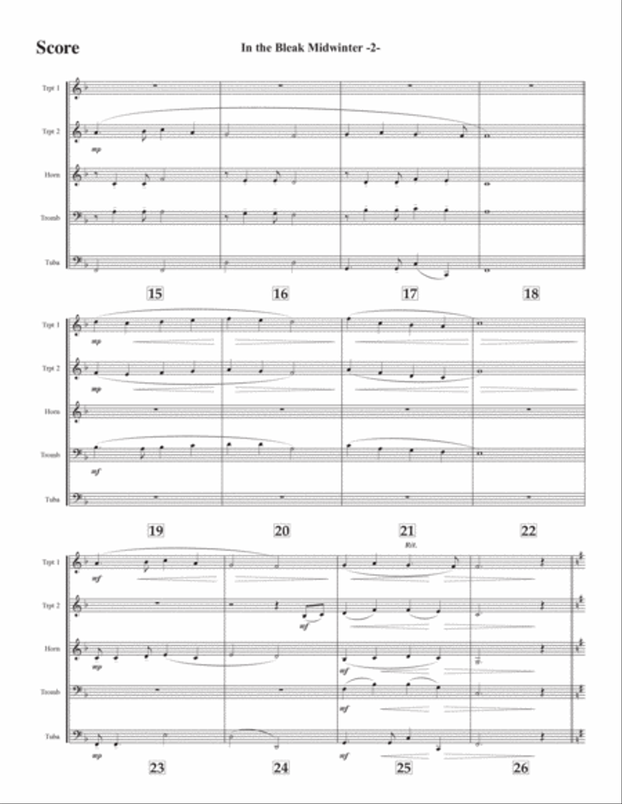 In the Bleak Midwinter for brass quintet Brass Quintet scores gallery preview page 2