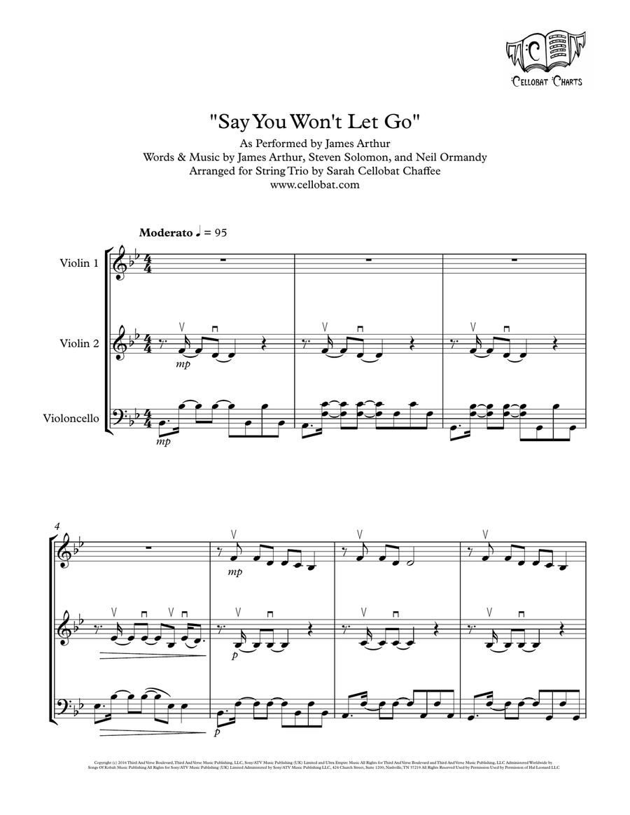 Say You Won't Let Go String Trio scores gallery preview page 1