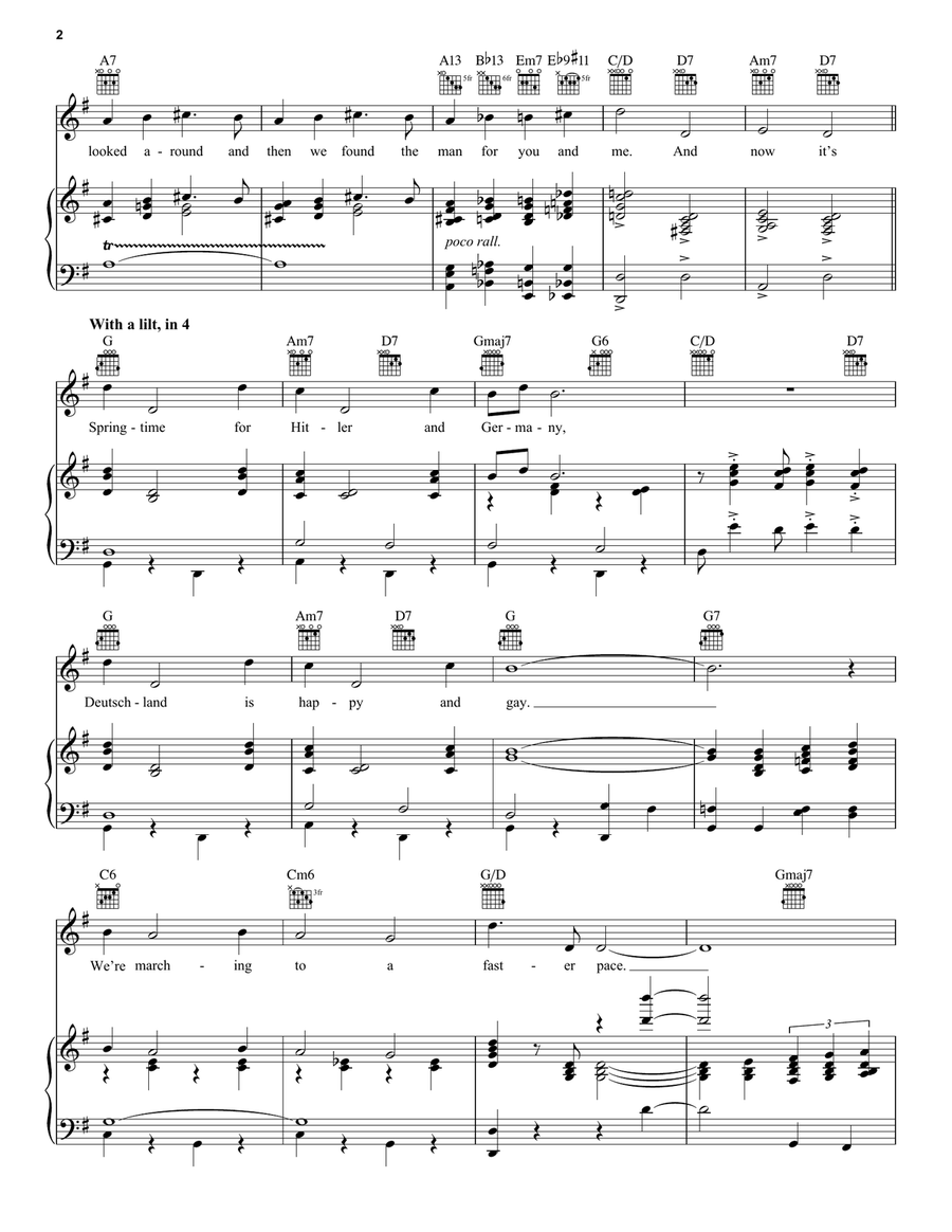 Springtime For Hitler Piano, Vocal, Guitar scores gallery preview page 2