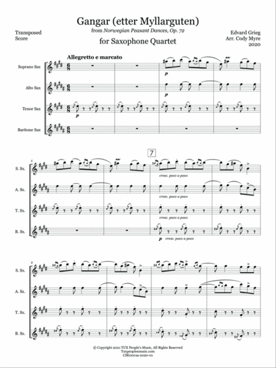 Romantic Quartets of Progressive Difficulty, Volume 1 Saxophone Quartet scores gallery preview page 3