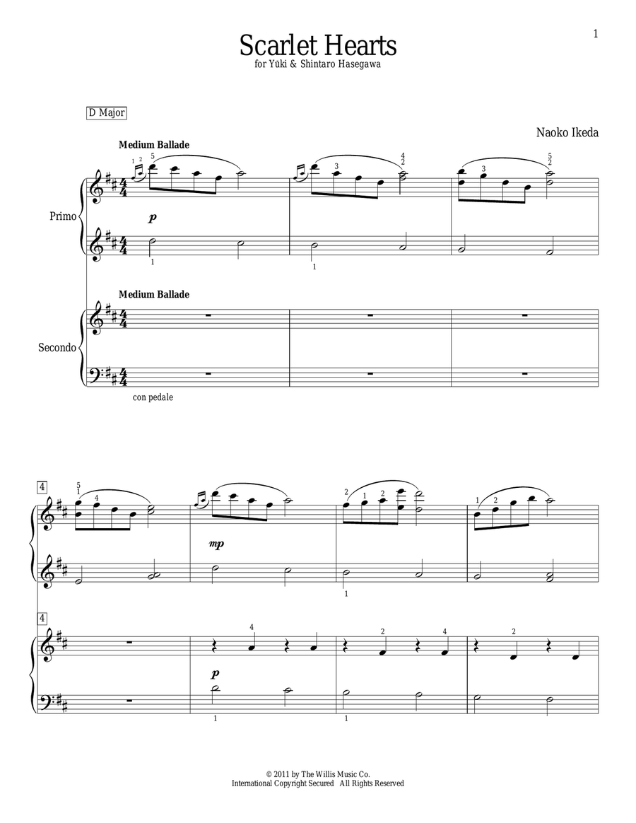 Scarlet Hearts Piano Duet scores gallery preview page 1