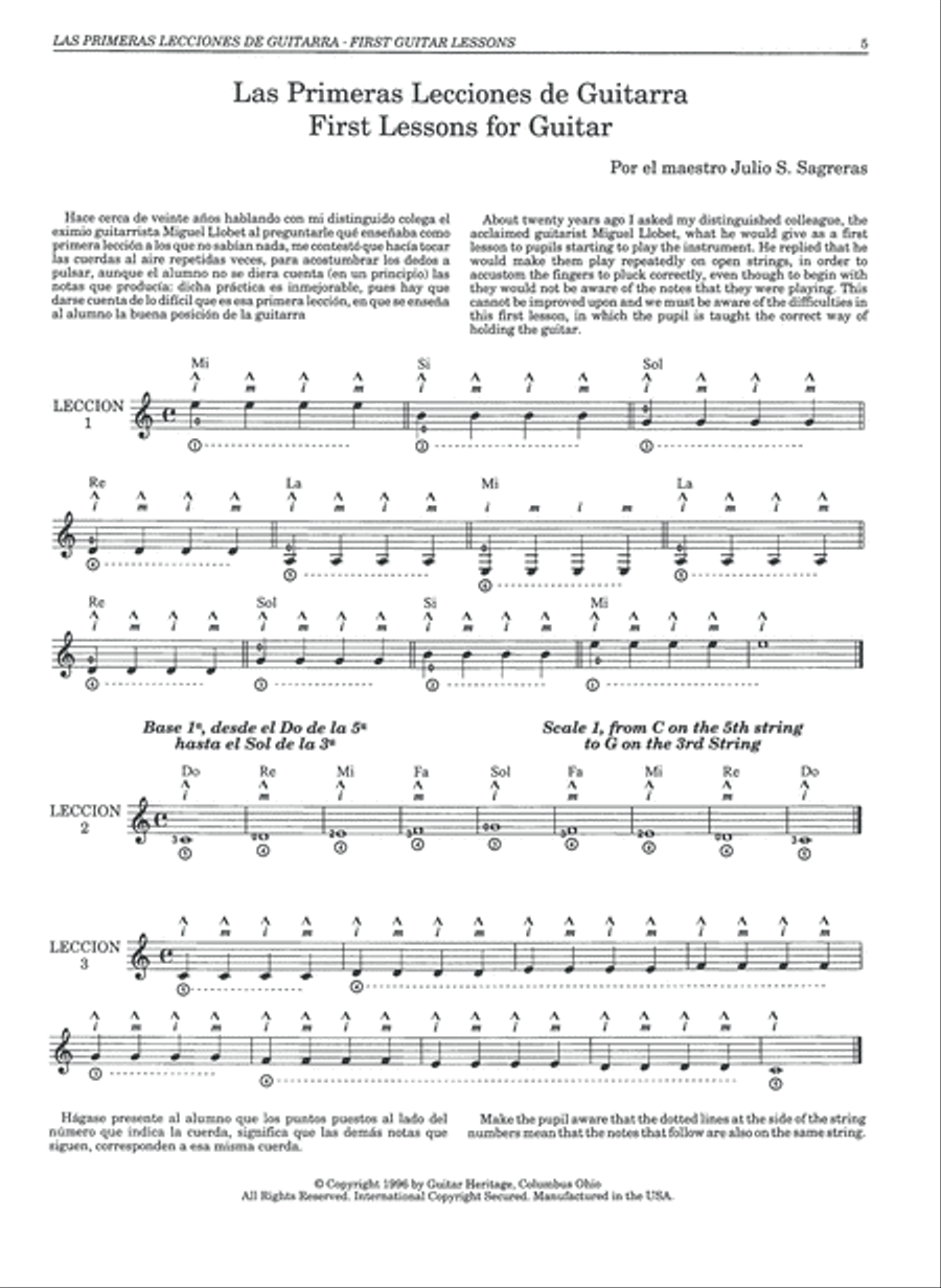 Julio S. Sagreras Guitar Lessons Books 1-3 Acoustic Guitar scores gallery preview page 6