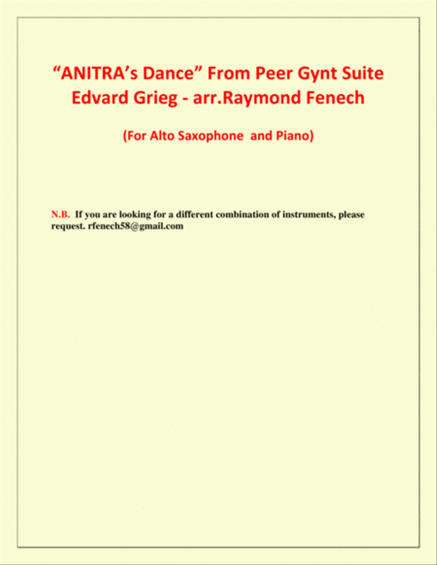 Anitra's Dance - From Peer Gynt (Alto Saxophone and Piano) Chamber Orchestra scores gallery preview page 3