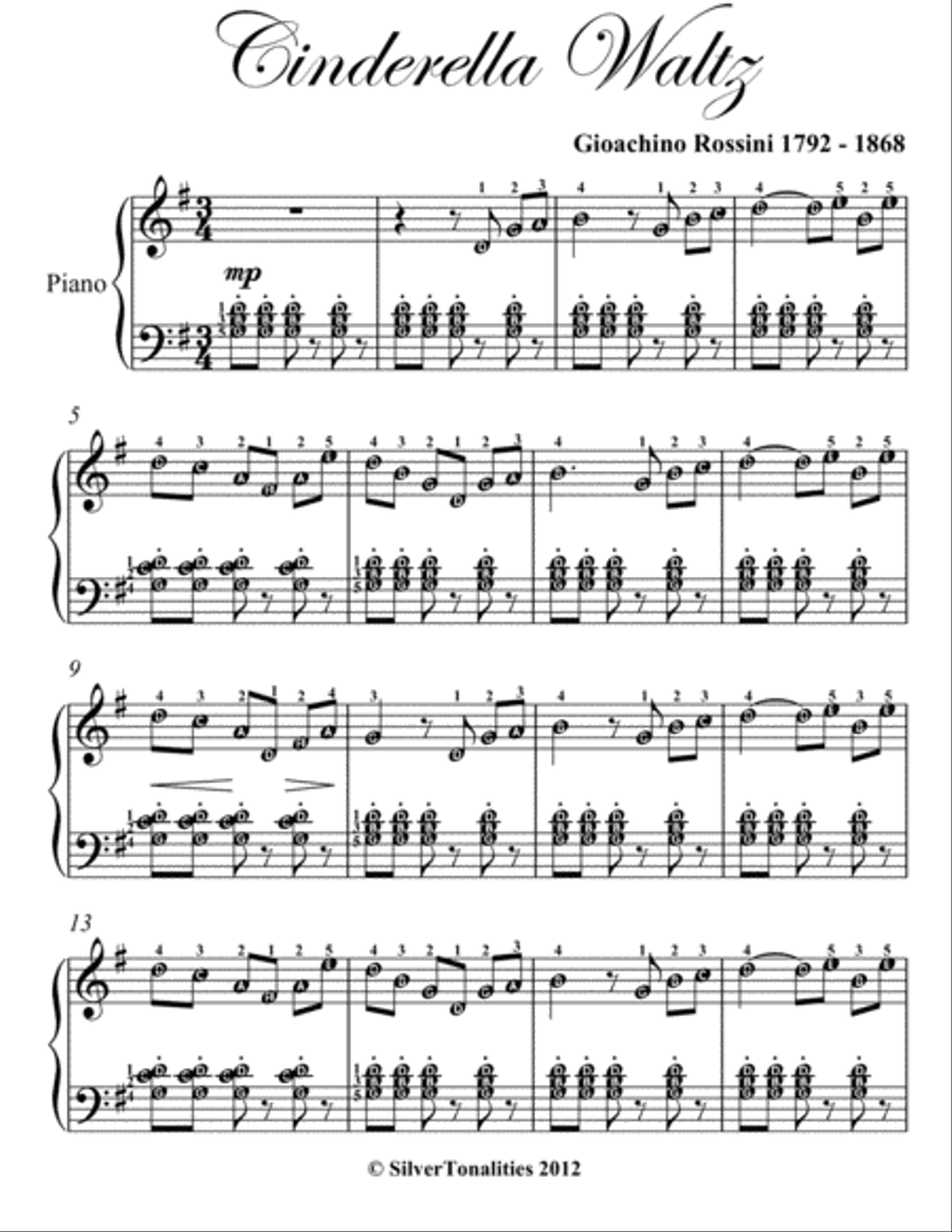 Cinderella Waltz Easy Intermediate Piano Sheet Music Easy Piano scores gallery preview page 2