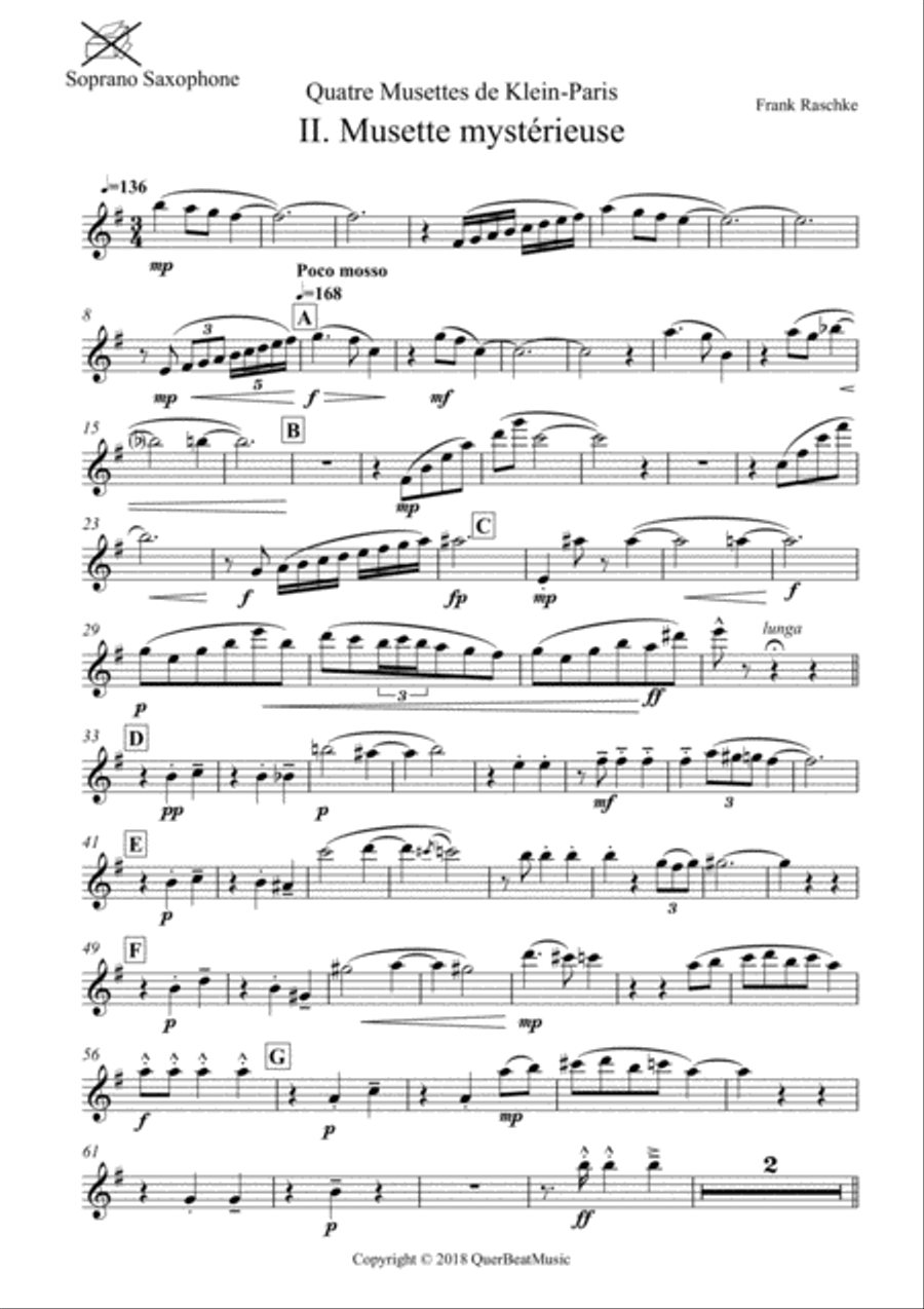 Musette mystérieuse (for Saxophone Quartet) Saxophone Quartet scores gallery preview page 5