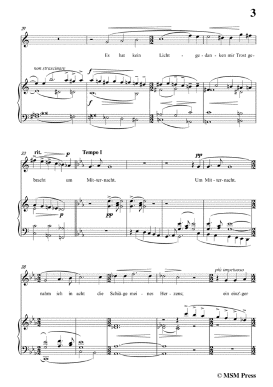 Mahler-Um Mitternacht in c minor,for Voice and Piano Voice Solo scores gallery preview page 5
