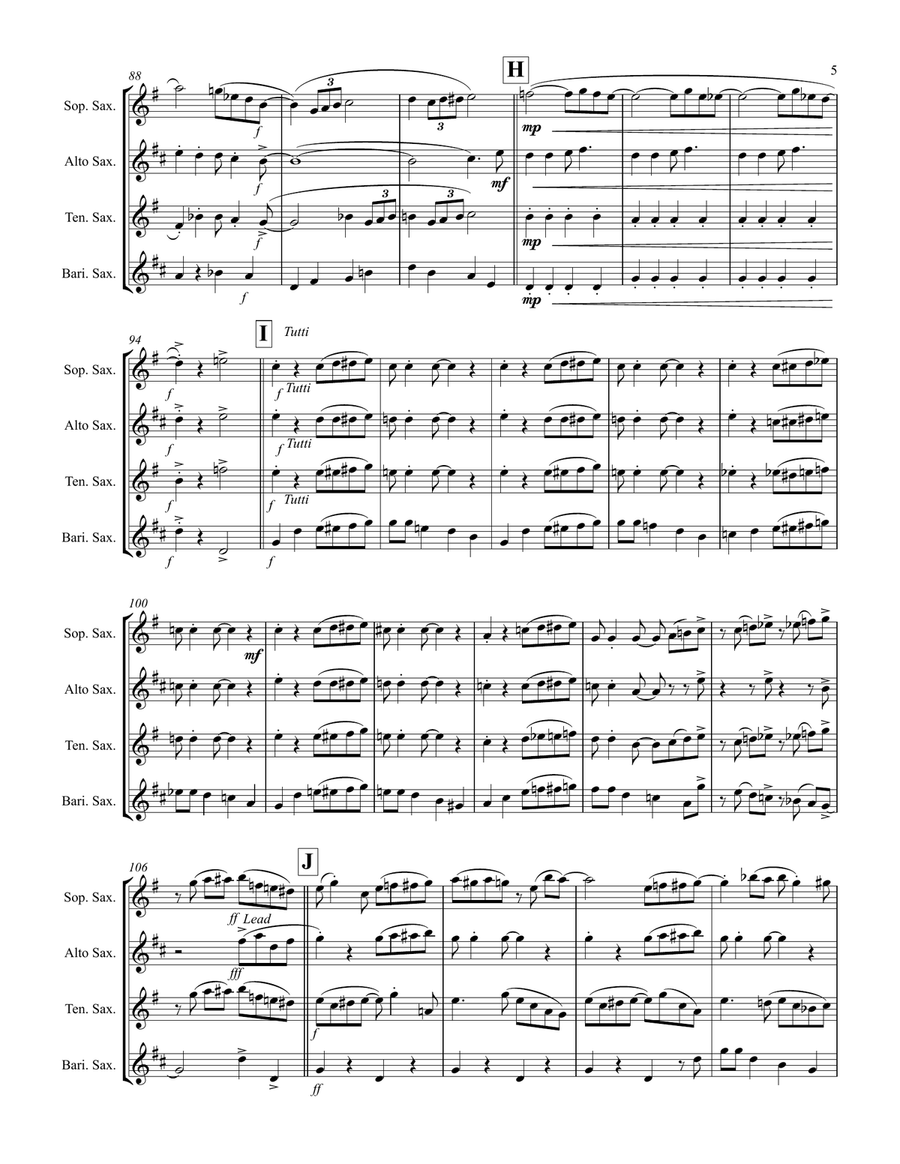 Royal Garden Blues (for Saxophone Quartet SATB or AATB) Saxophone Quartet scores gallery preview page 6