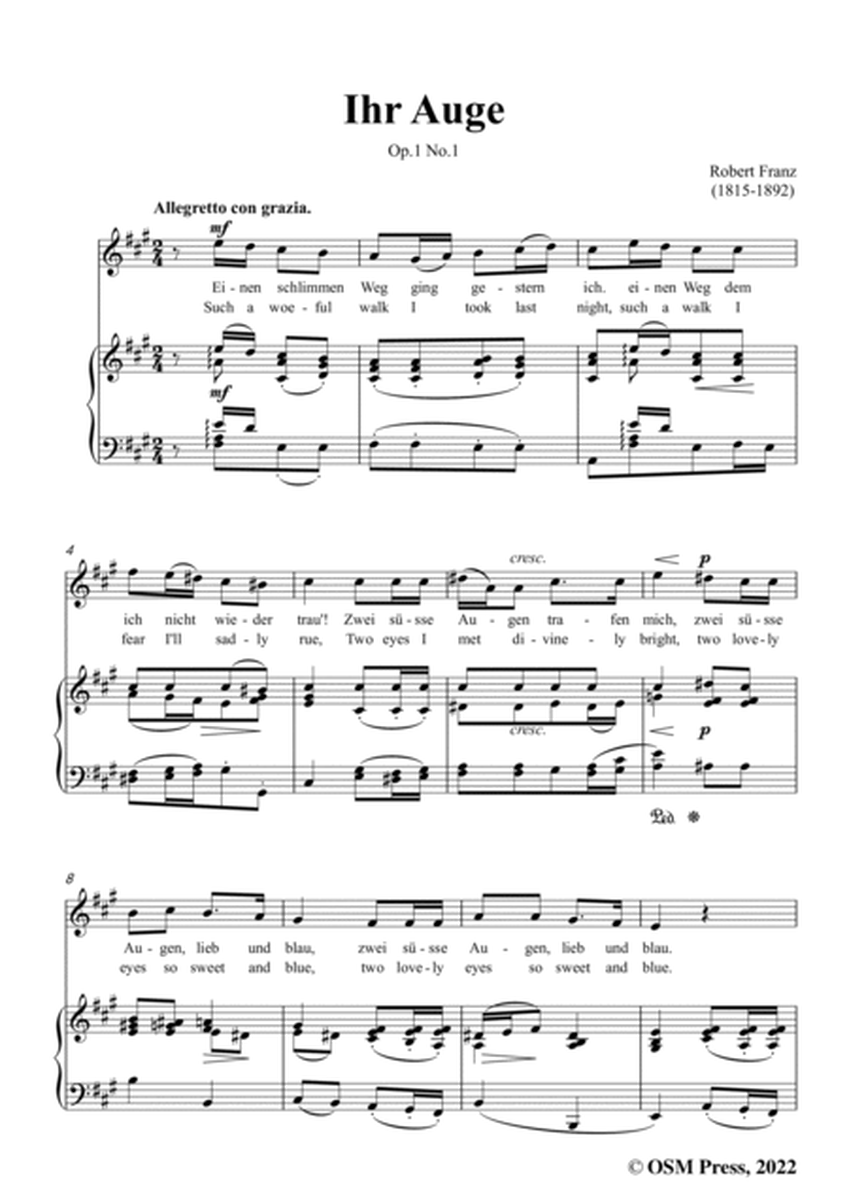 Franz-Ihr Auge,in A Major,Op.1 No.1,from Zwolf Gesange