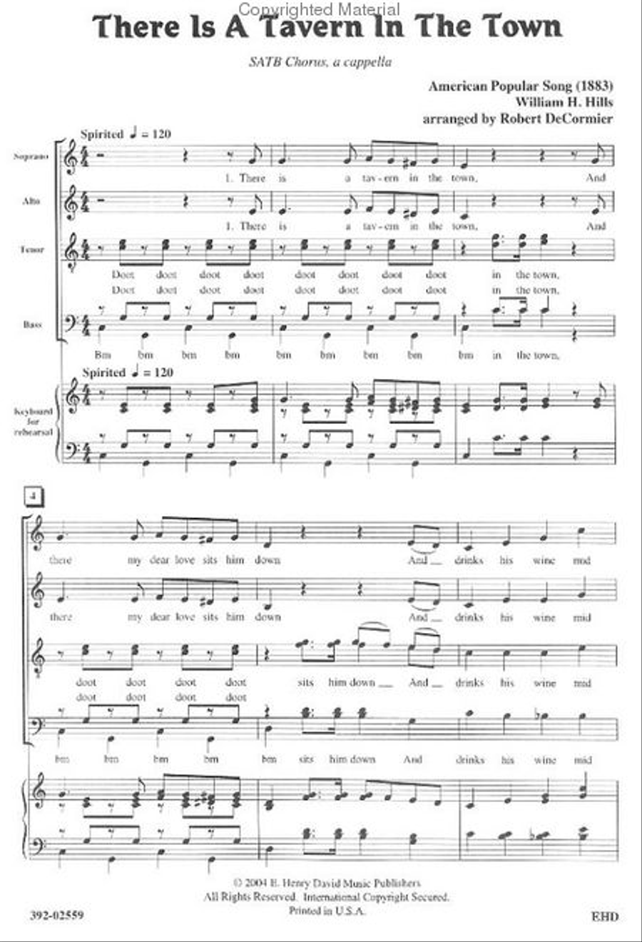 There Is A Tavern In The Town 4-Part scores gallery preview page 2