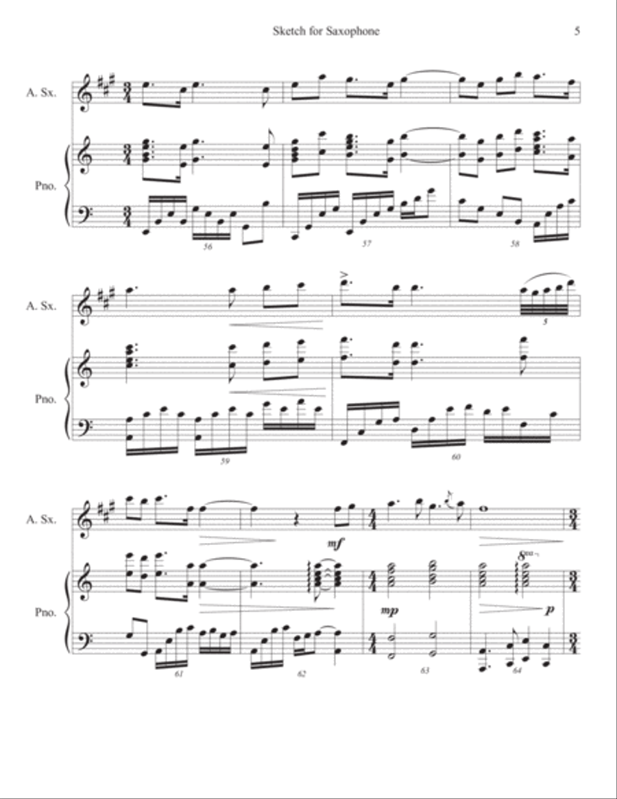 Sketch for Saxophone Alto Saxophone scores gallery preview page 6