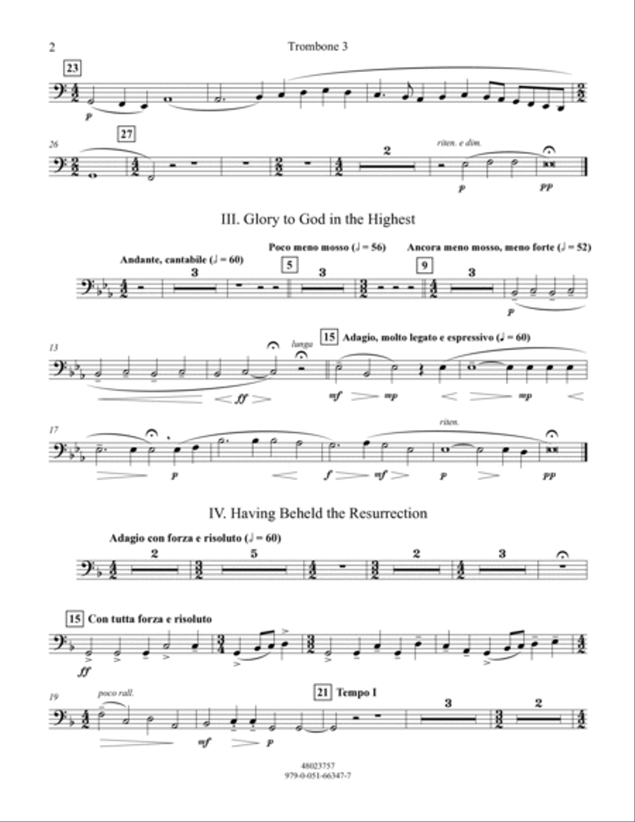 Suite from All-Night Vigil (Vespers) - Trombone 3 Trombone scores gallery preview page 2